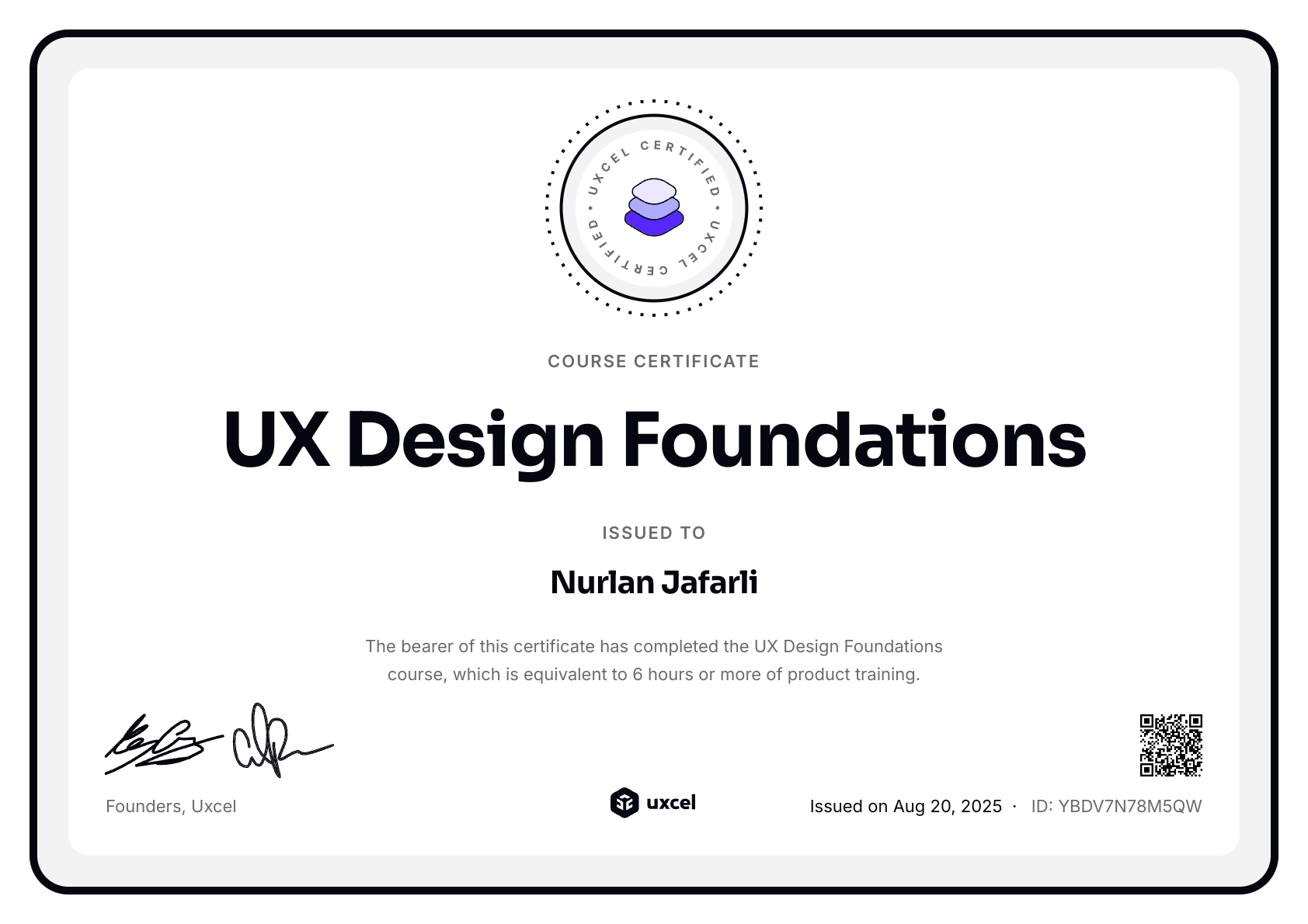 Nurlan Jafarli's certificate